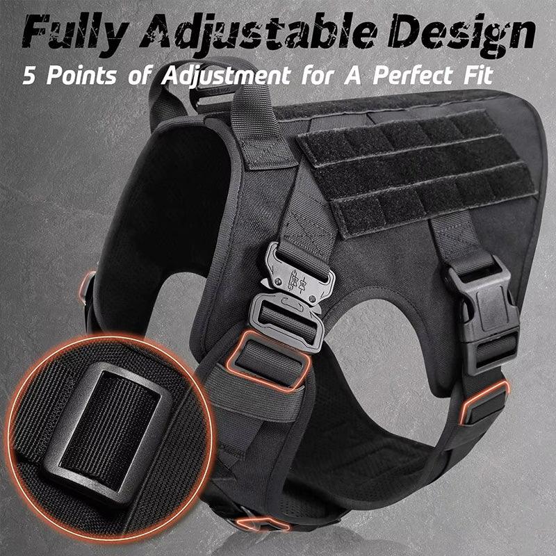 Duurzaam Molle-Systeem Hondenharnas – Robuust 1050D Nylon met Verbeterde Controle en Snelontgrendelbare Gespen - Ruffy