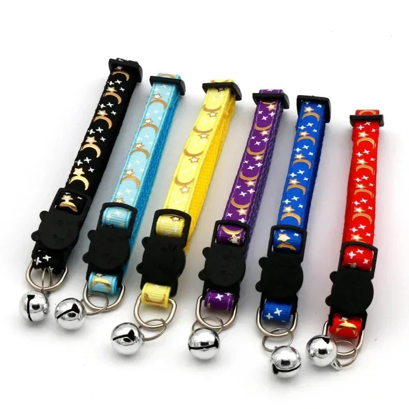 Maan en Ster Patroon Kattenhalsband Verstelbaar Nylon met Breakaway Veiligheidssluiting - Ruffy