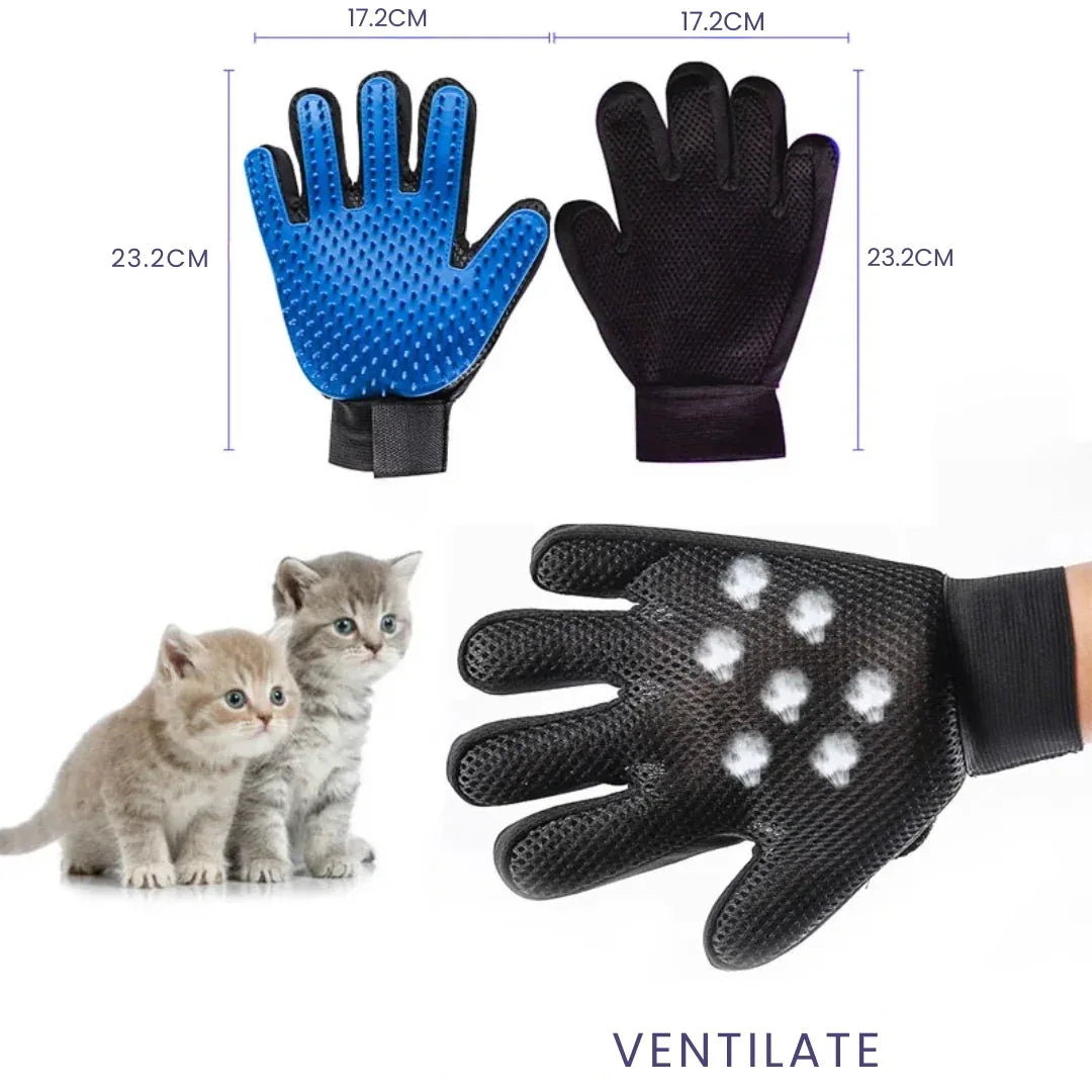 Handschoenborstel Honden en Katten Ontharen Verzorging Zachte Massage Comfortabel Rubber Duurzaam (2+2 GRATIS) - Ruffy