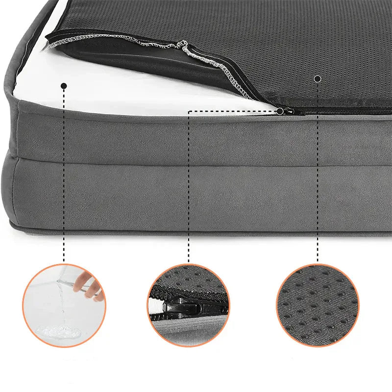 Orthopedisch Hondenkussen | Memory Foam Ondersteuning | Antislip Bodem & Wasbare Hoes - Ruffy