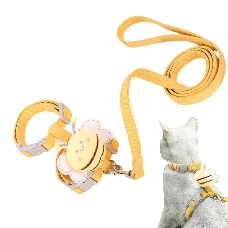 Schattig bijenharnas voor honden en katten met bijpassende riem – verstelbaar en ademend - Ruffy