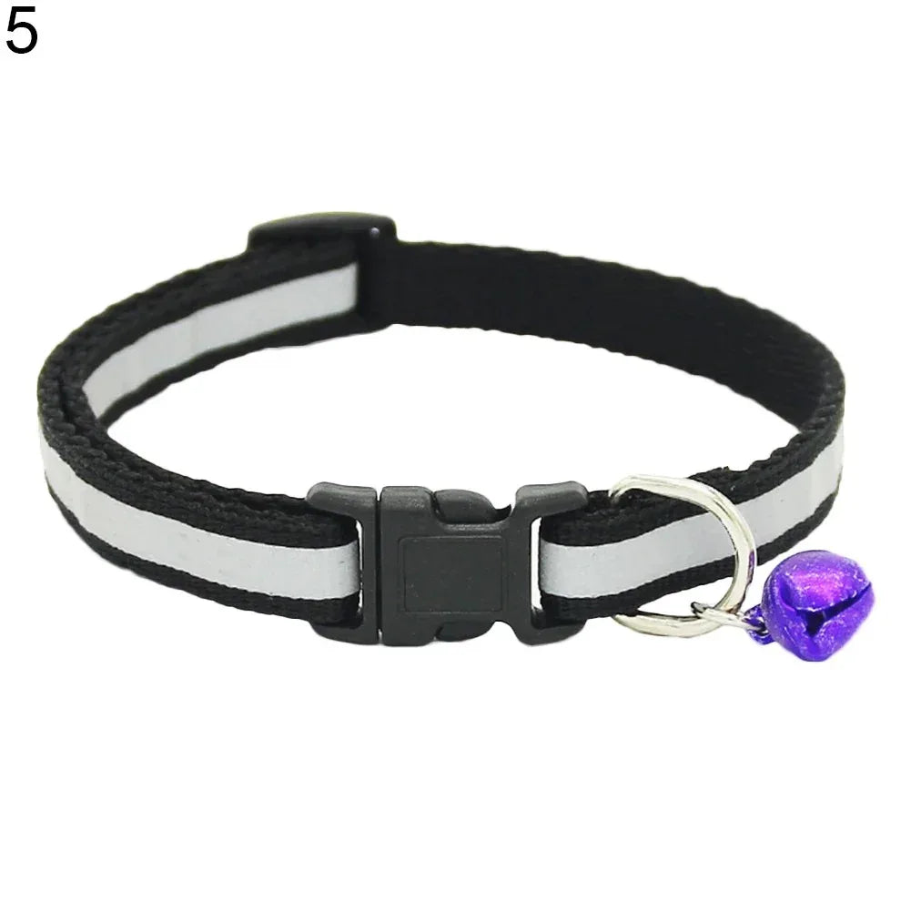 Reflecterende kattenhalsband met veiligheidsgesp, verstelbaar nylon bandje en bel - Ruffy