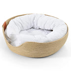 Gezellig bamboe rieten kattenbed – 100% katoen met afneembaar kussen - Ruffy