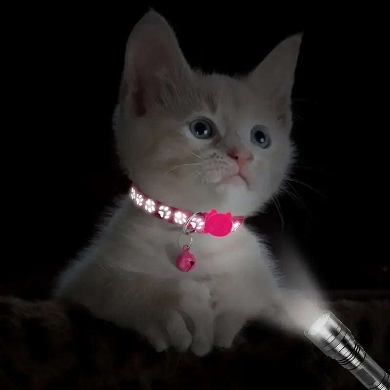 Reflecterende kattenhalsband met schattig voetafdrukontwerp – verstelbaar snel los te maken en duurzaam - Ruffy