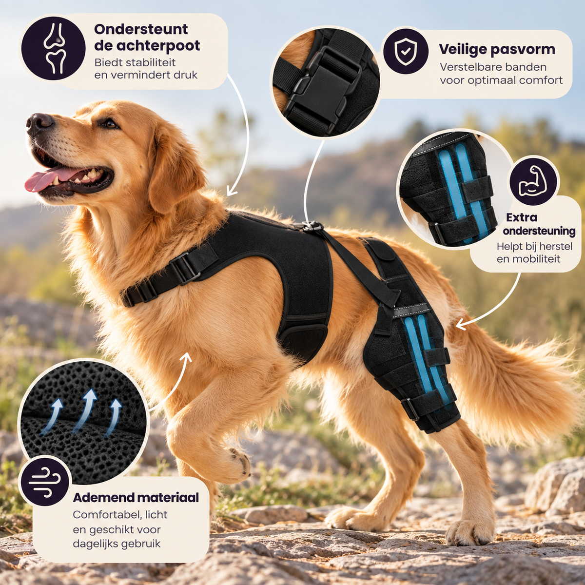 FlexSupport™ Orthopedische Kniebrace voor Honden