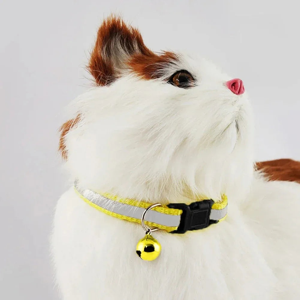 Reflecterende kattenhalsband met veiligheidsgesp, verstelbaar nylon bandje en bel - Ruffy
