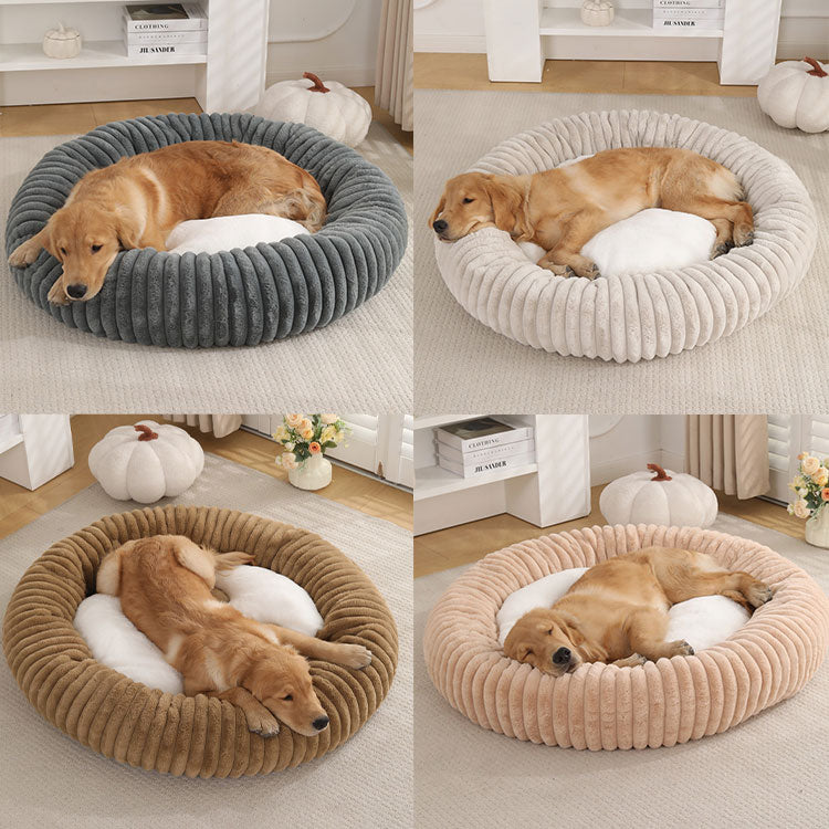 Huisdier Nestbed | Pluche Rond Ontwerp | Warme Imitatiebont Comfort | Antislip Waterdichte Bodem