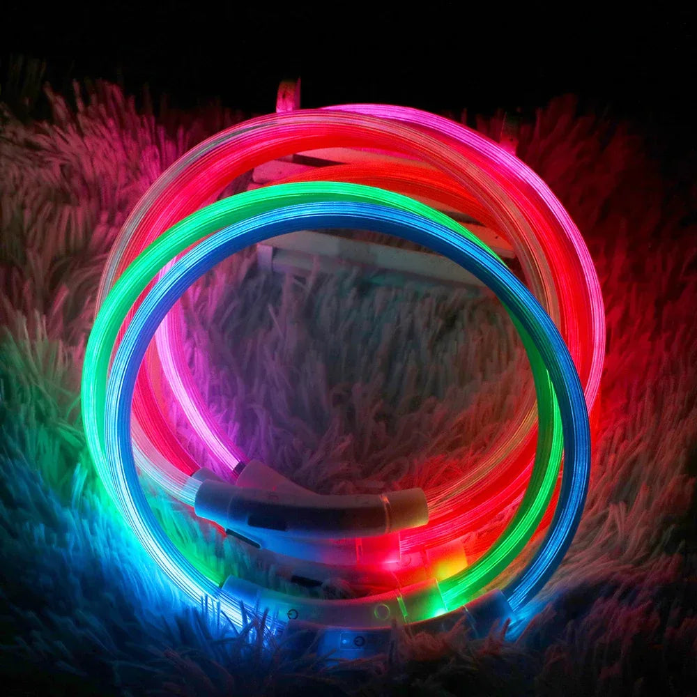 Oplaadbare LED-halsband Waterdicht Verstelbaar 50 cm voor nachtelijke veiligheid en zichtbaarheid - Ruffy