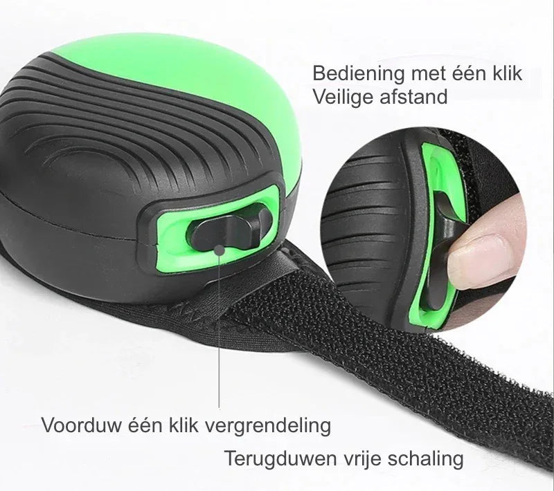 Intrekbare Hondenriem Handenvrij Duurzaam Nylon Polsband Comfortabel 3 Meter Lengte Polyester - Ruffy
