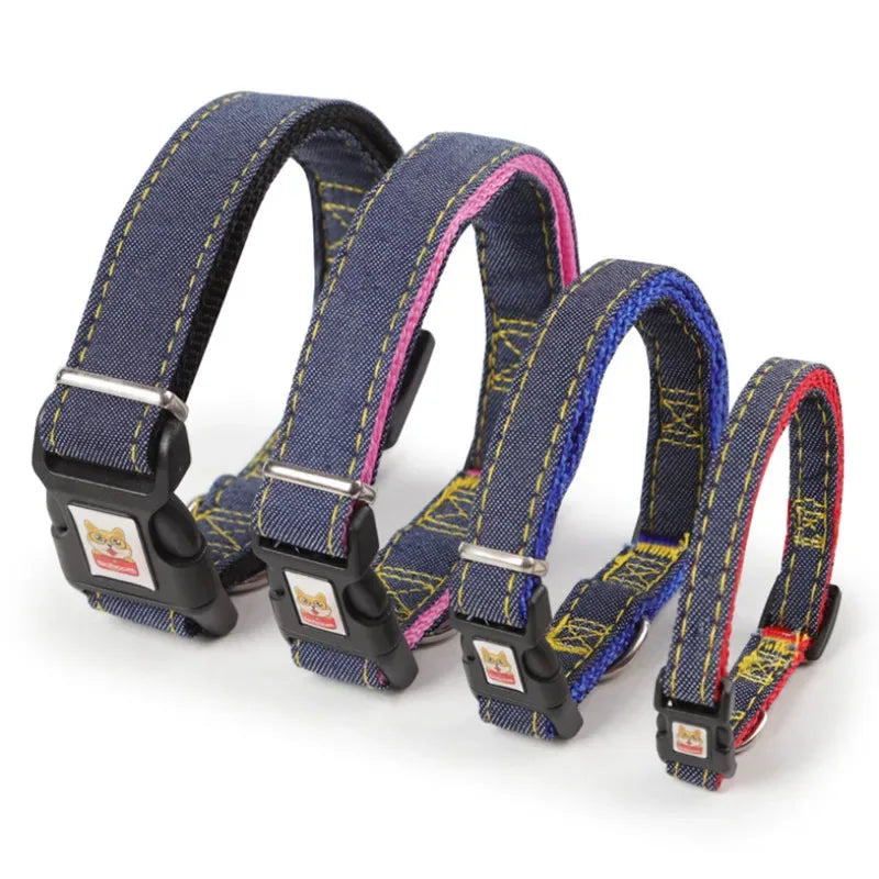Cowboy Hondenriem en Borstriem Set Duurzaam Denim Met Reflecterend Ontwerp - Ruffy