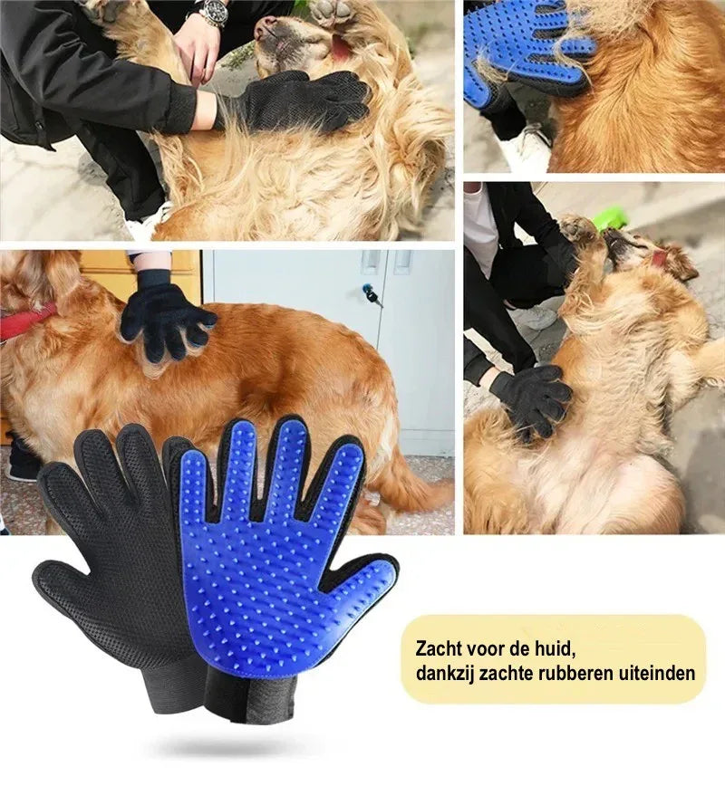 Huisdier Verzorgingshandschoen Comfortabel Vijfvingerontwerp Verstelbaar Zachte Massage Milieuvriendelijk Mesh TPR - Ruffy
