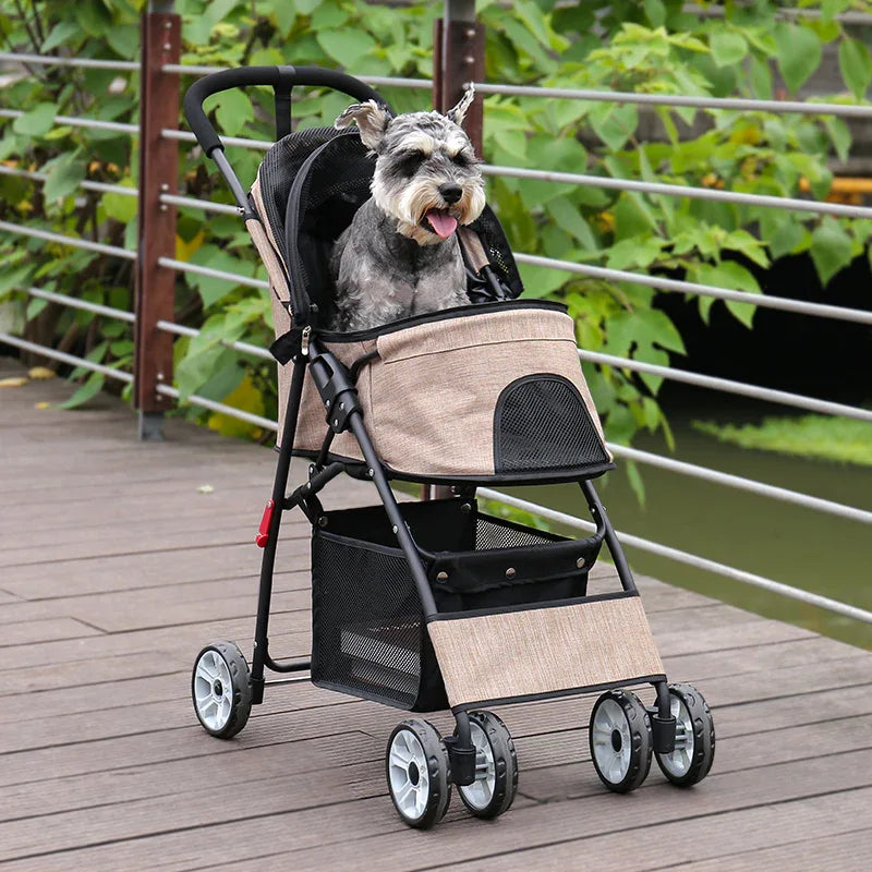 Lichtgewicht opvouwbare kinderwagen voor huisdieren met 360° draaibare wielen en opbergruimte - Ruffy