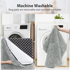 Superzacht koraalfleece hondenbed met afneembare hoes in lichtgrijs donkergrijs, maten S-L - Ruffy