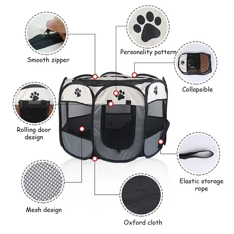 Opvouwbare tent voor grote honden en katten Ruim achthoekig ontwerp met ventilatierooster - Ruffy