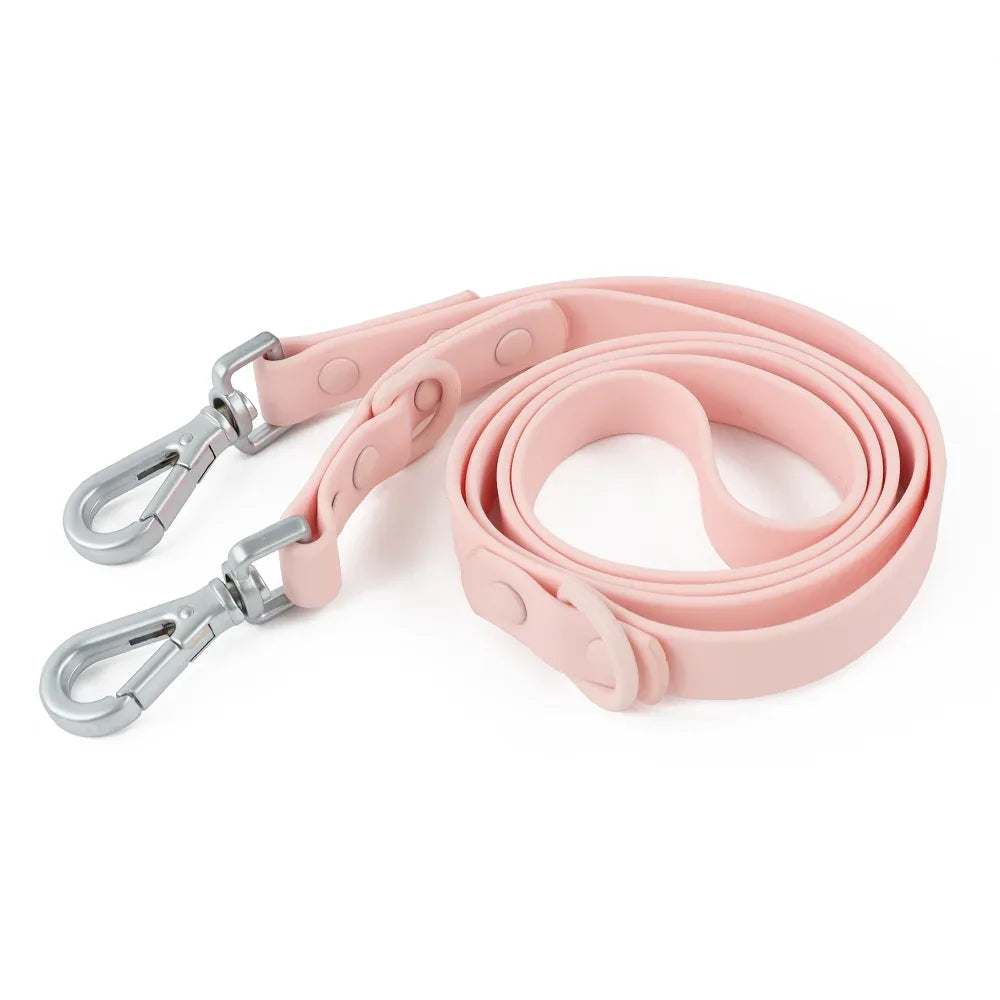Hondenriem en Tuig Set Licht Roze Dubbele Pvc Leiband - Ruffy