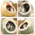 Ademend pluche kattenbed – semi-gesloten ontwerp, koraalfleece, gemakkelijk te onderhouden - Ruffy