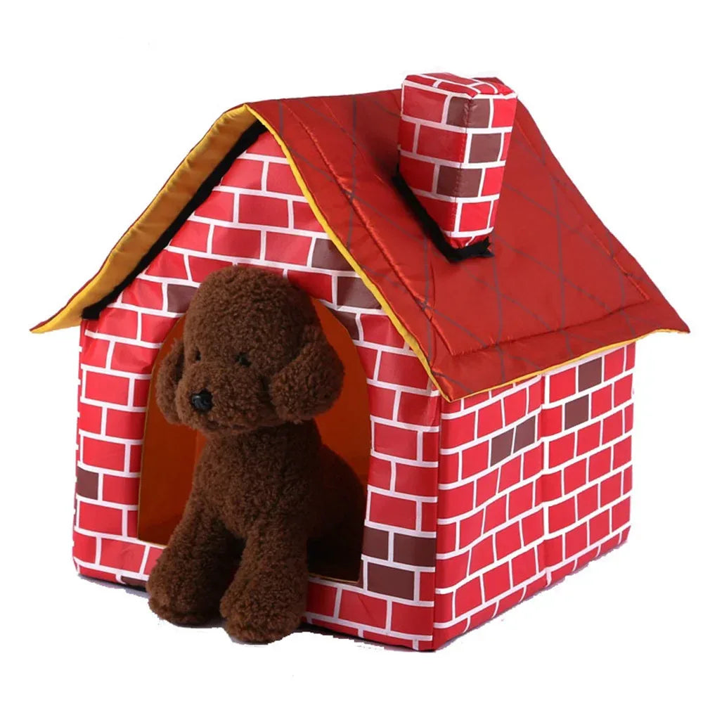 Gezellig huisdierhuis met schattig schoorsteenontwerp Zacht polyester, lichtgewicht en wasbaar - Ruffy