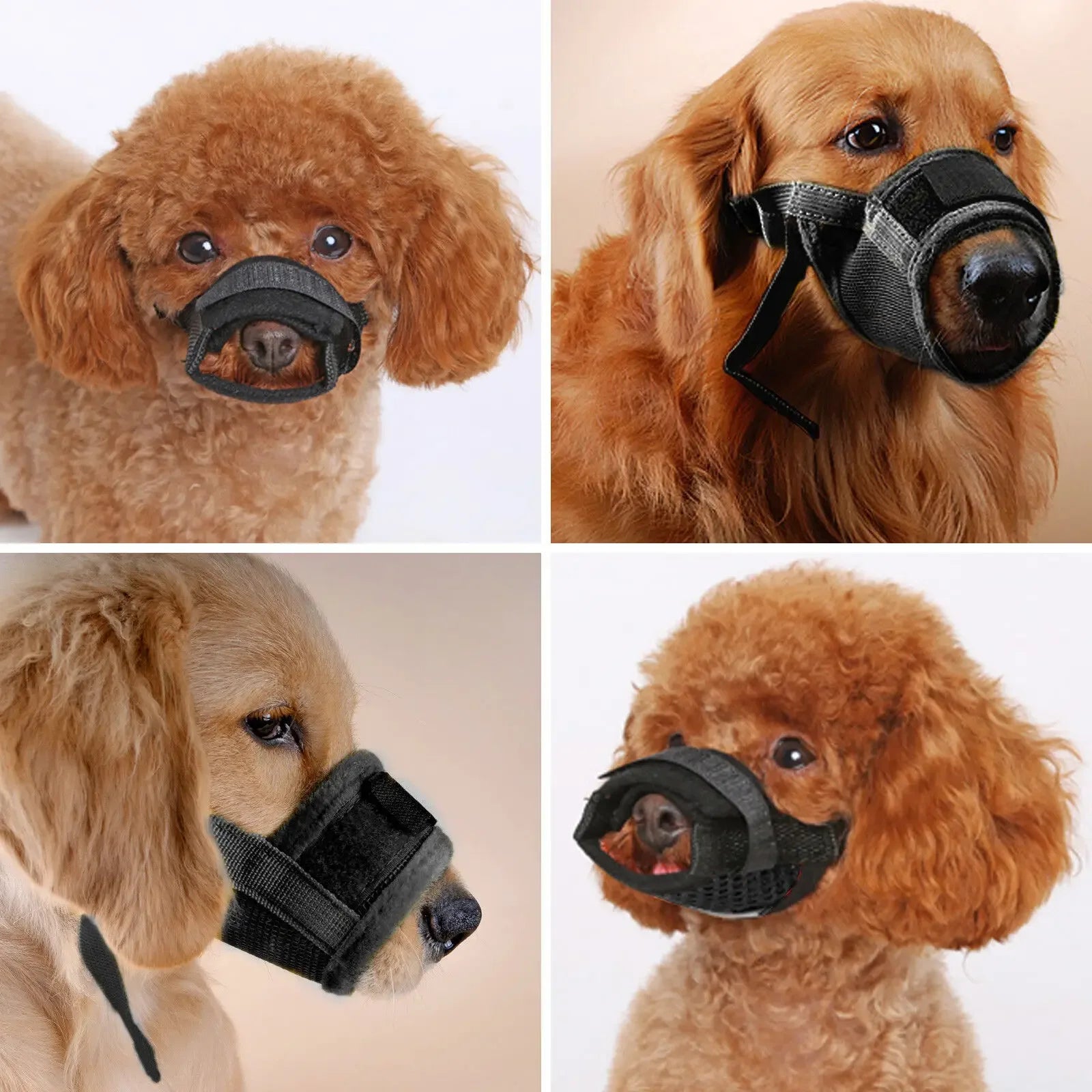 Verstelbare nylon hondenmuilkorf met anti-blafontwerp, snelsluiting en geventileerd gaas - Ruffy