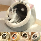 Ademend pluche kattenbed – semi-gesloten ontwerp, koraalfleece, gemakkelijk te onderhouden - Ruffy