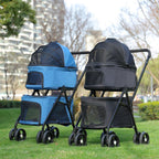 Lichtgewicht opvouwbare kinderwagen voor huisdieren met 360° draaibare wielen en opbergruimte - Ruffy