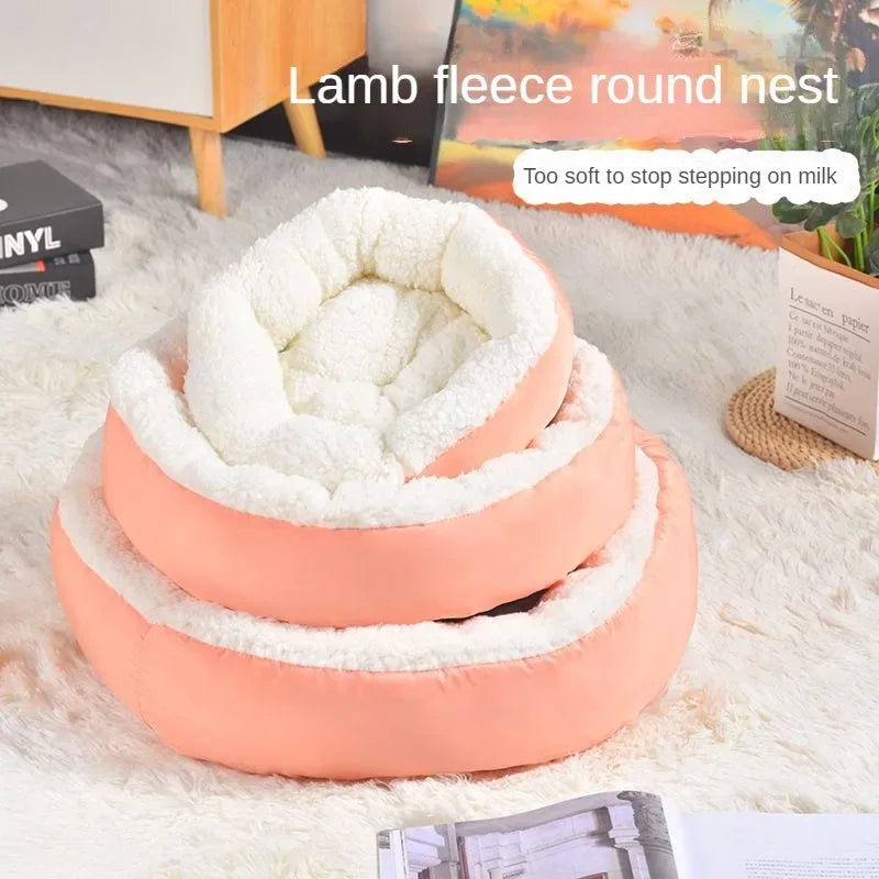 Gezellig lamsfluwelen huisdierbed Zacht pluche ontwerp Machinewasbaar in 40 cm en 50 cm voor kleine honden en katten - Ruffy