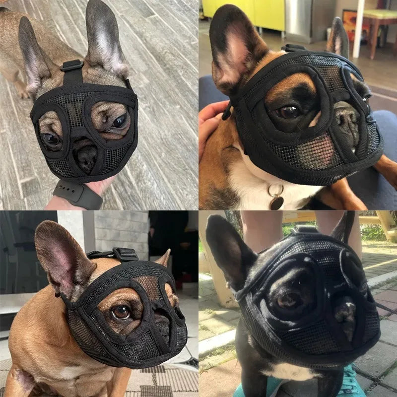 Verstelbare nylon snuit voor honden met platte snuit. Comfortabel ademend ontwerp voor veiligheid en training - Ruffy