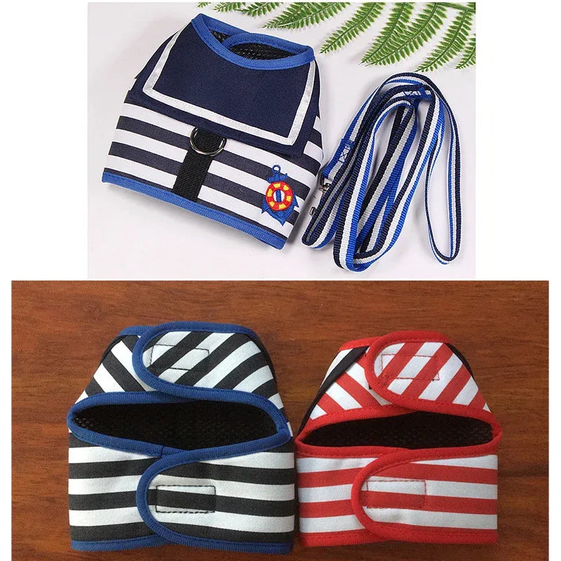 Hondentuig Leiband Set Zachte Marine Schipper Stijl - Ruffy
