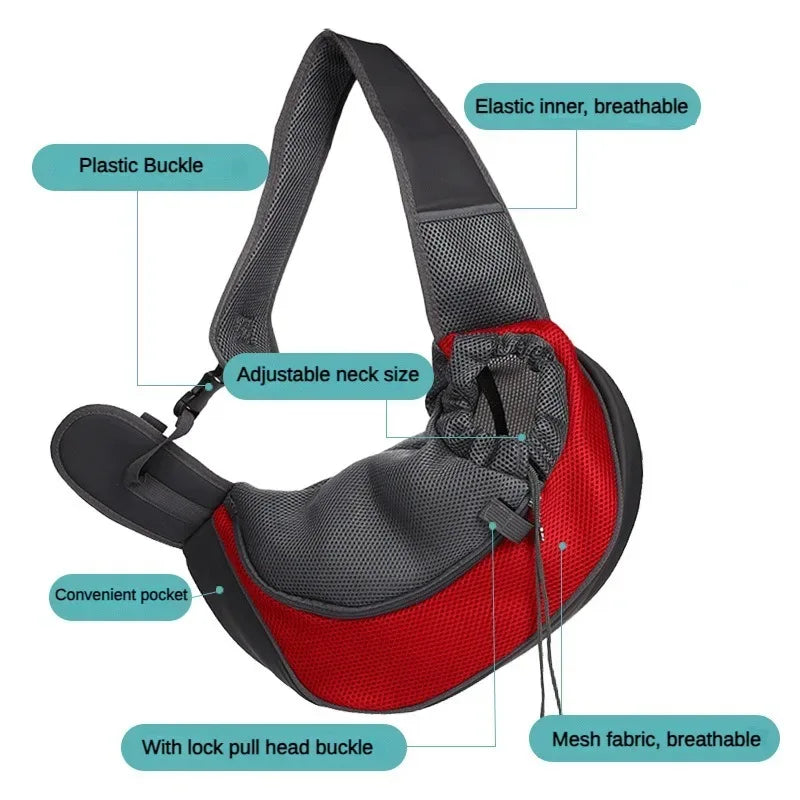 Ademende lichtgewicht Pet Sling Drager met Verstelbare Riem Veilig Ontwerp voor Kleine Honden en Katten - Ruffy