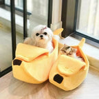 Knus Banaanvormig Bed met Zachte Pluche Stof Stijlvol en Duurzaam voor Katten en Kleine Honden - Ruffy