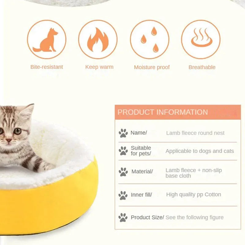 Gezellig lamsfluwelen huisdierbed Zacht pluche ontwerp Machinewasbaar in 40 cm en 50 cm voor kleine honden en katten - Ruffy