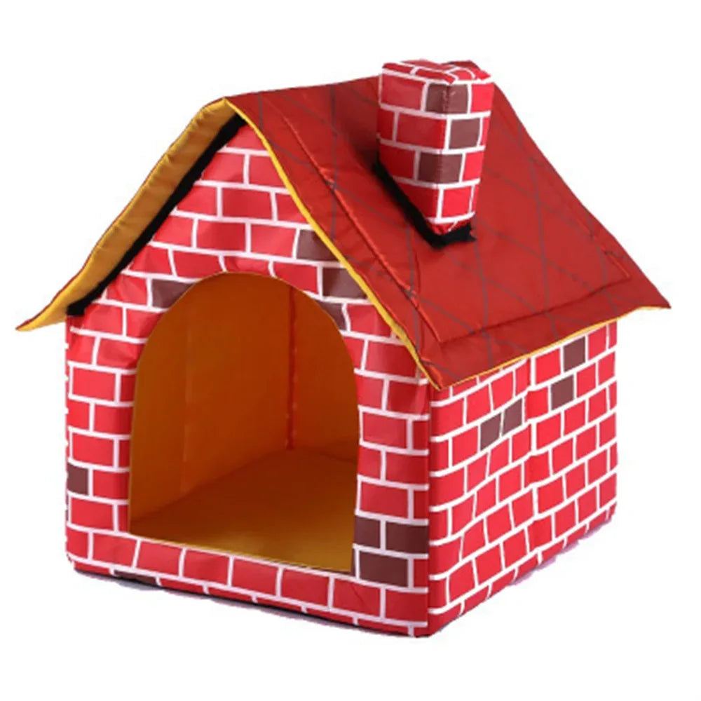 Gezellig huisdierhuis met schattig schoorsteenontwerp Zacht polyester, lichtgewicht en wasbaar - Ruffy
