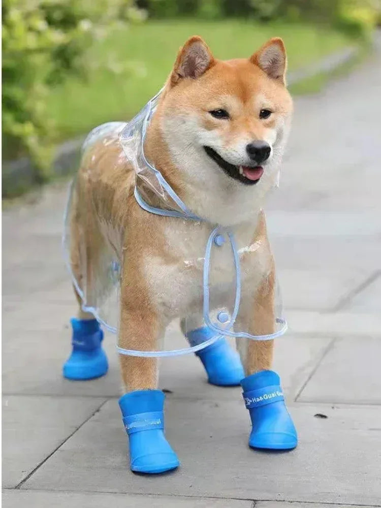 Duurzame waterdichte hondenregenjas Comfortabel PU- en EVA-ontwerp in blauw-wit voor kleine middelgrote honden - Ruffy