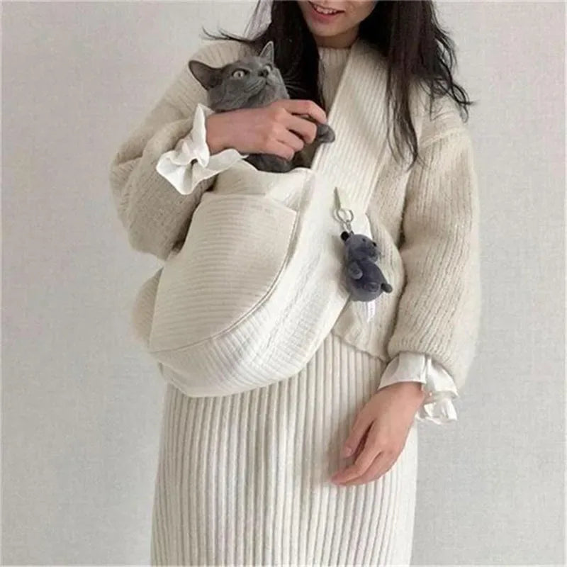 Ruime canvas dierentas met schouderriem Duurzaam ontwerp in wit voor huisdieren tot 8 kg - Ruffy