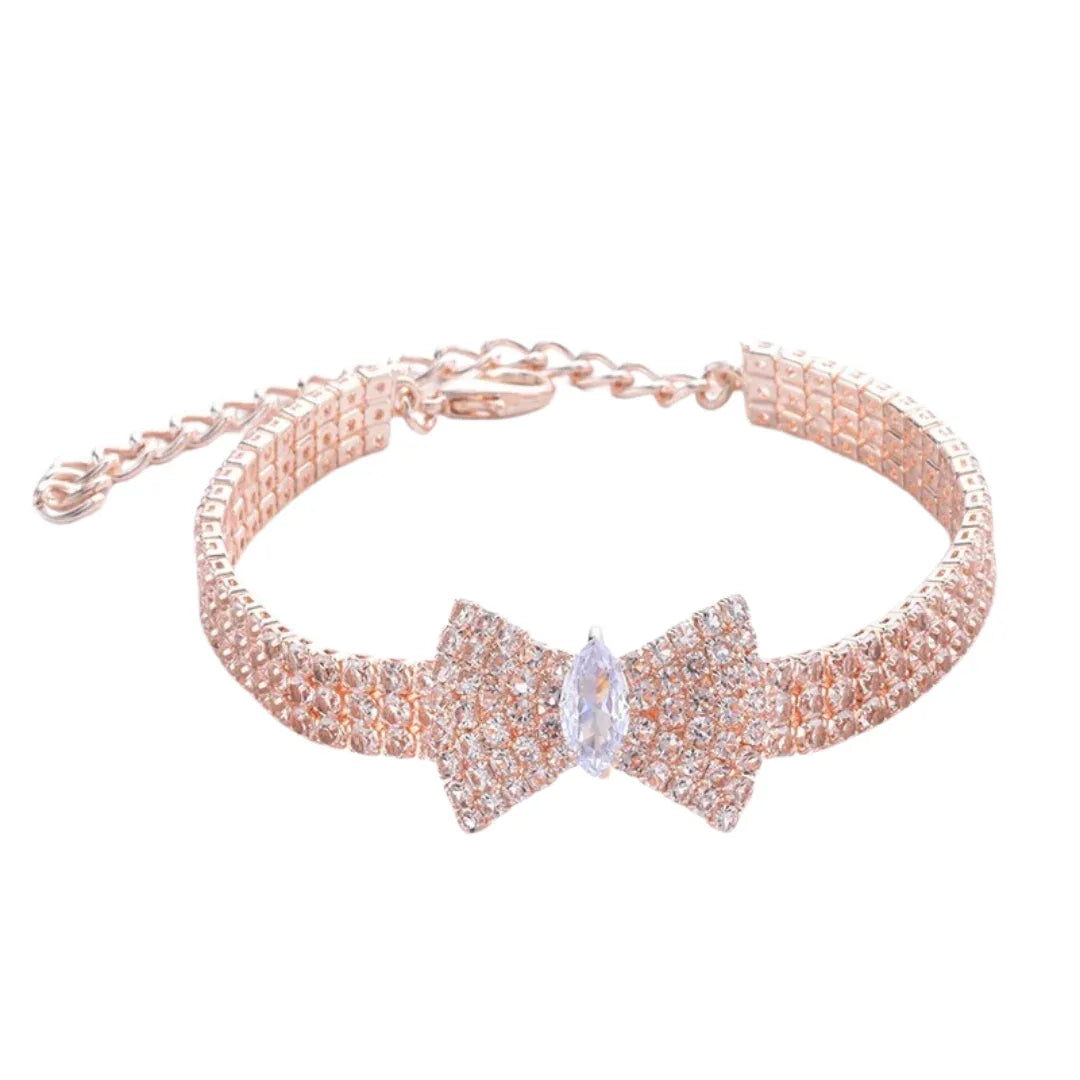 Verstelbare Vlinderhalsband en Halsband Set Stijlvol Roségouden Karabijnsluiting Duurzaam Metaal - Ruffy
