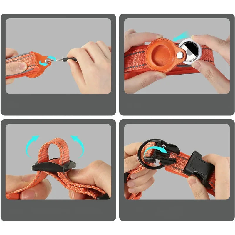 Hondenhalsband | Reflecterend Gevoerd Design | Nylon | Ingebouwde Trackerhouder - Ruffy
