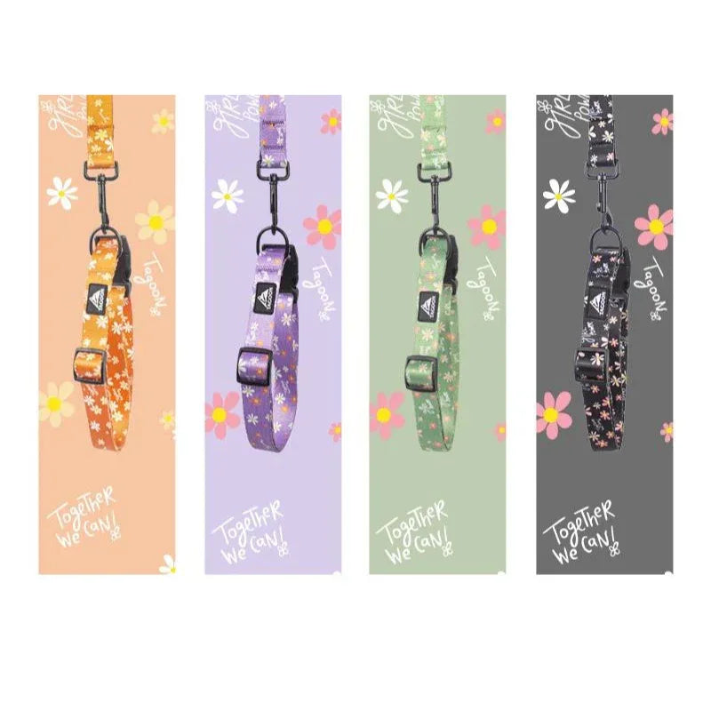 Hondenhalsband en Riem Set Bloemendesign Verstelbaar Ontsnappingsbestendig Duurzaam Nylon Veilig en Stijlvol - Ruffy