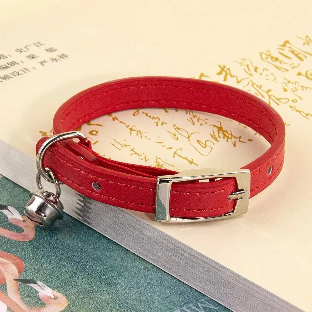 Luxe Leren Kattenhalsband Verstelbaar Anti-Stik Ontwerp Zachte Comfortabele Pasvorm XS tot S - Ruffy