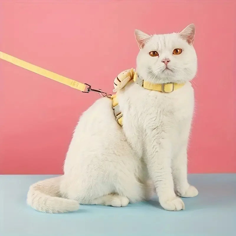 Schattig bijenharnas voor honden en katten met bijpassende riem – verstelbaar en ademend - Ruffy
