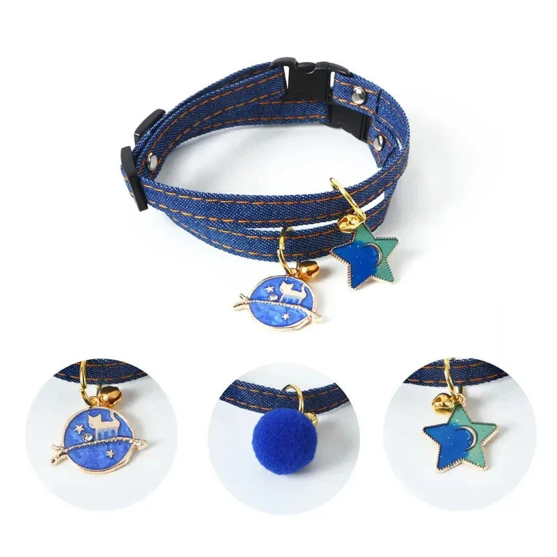 Verstelbare kattenhalsband met snelsluiting en ingebouwde bel – leuk en duurzaam fluwelen ontwerp - Ruffy