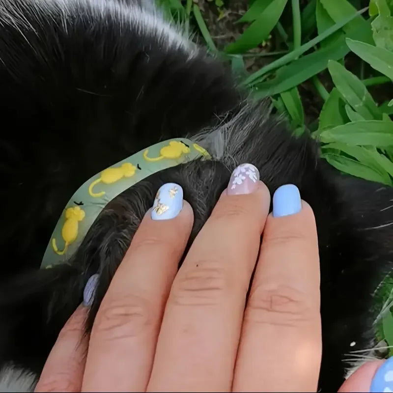 Oplichtende kattenhalsband met pootpatroon – verstelbaar duurzaam en weerbestendig - Ruffy