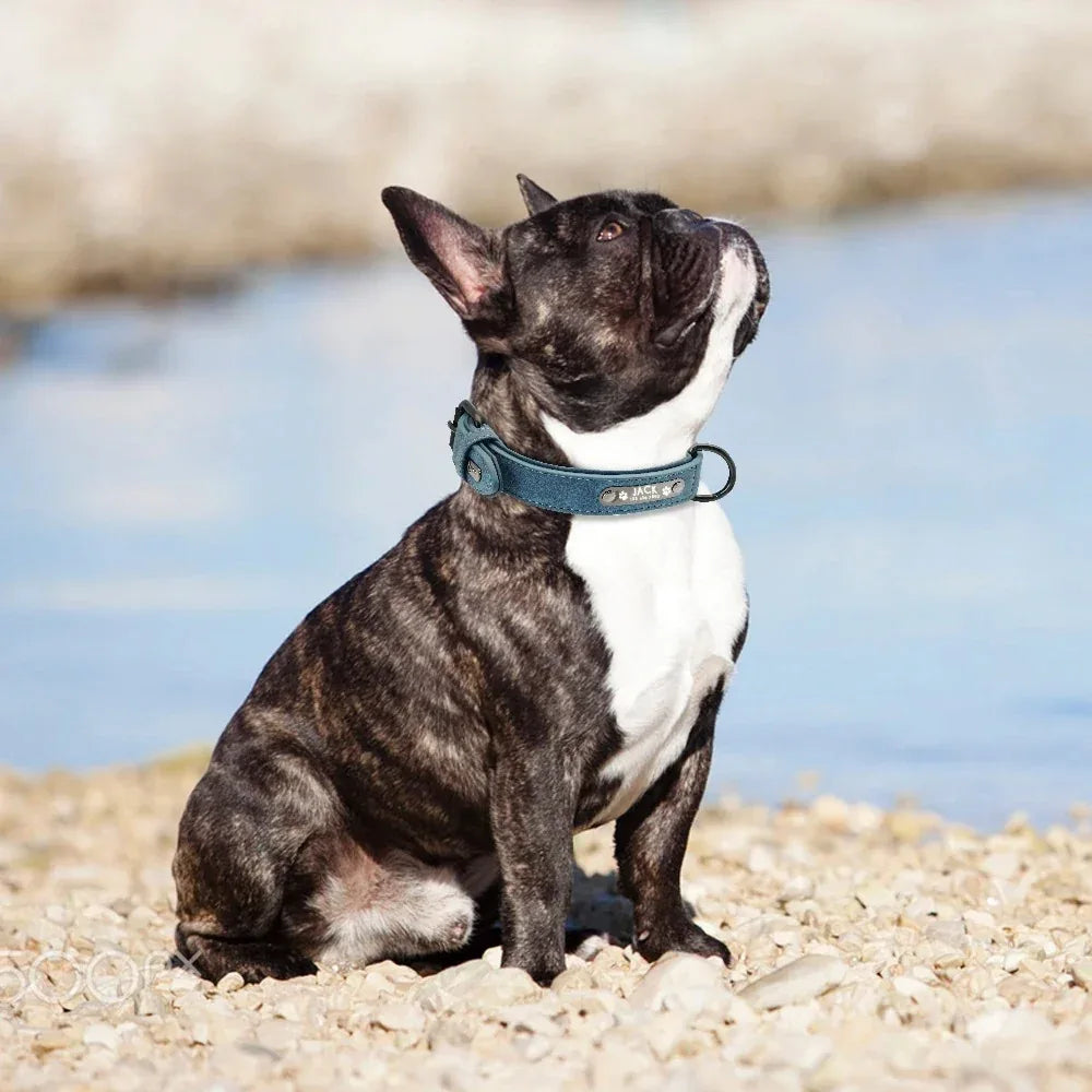 Aangepaste ID Lederen Hondenhalsband - Ruffy