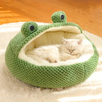 Kikkervormig pluche kattenbed met wasbare hoes Knus omsloten ontwerp Meerdere maten - Ruffy