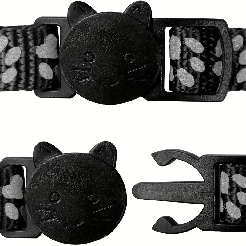 Reflecterende kattenhalsband met schattig voetafdrukontwerp – verstelbaar snel los te maken en duurzaam - Ruffy