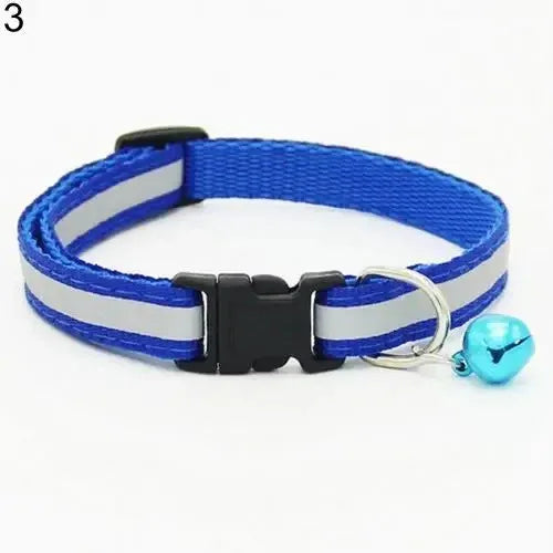 Reflecterende kattenhalsband met veiligheidsgesp, verstelbaar nylon bandje en bel - Ruffy
