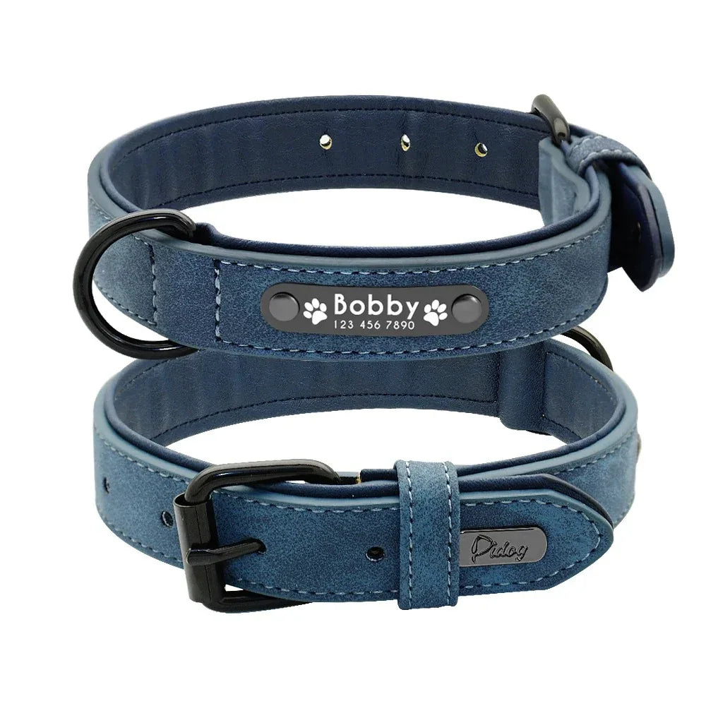 Aangepaste ID Lederen Hondenhalsband - Ruffy