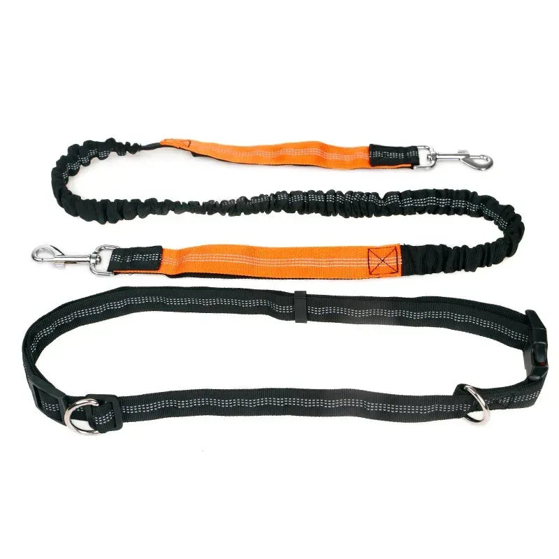 Hands-Free Intrekbare Hondenriem Met Heupriem Reflecterend Bungee Ontwerp Comfortabel Voor Wandelen en Rennen - Ruffy
