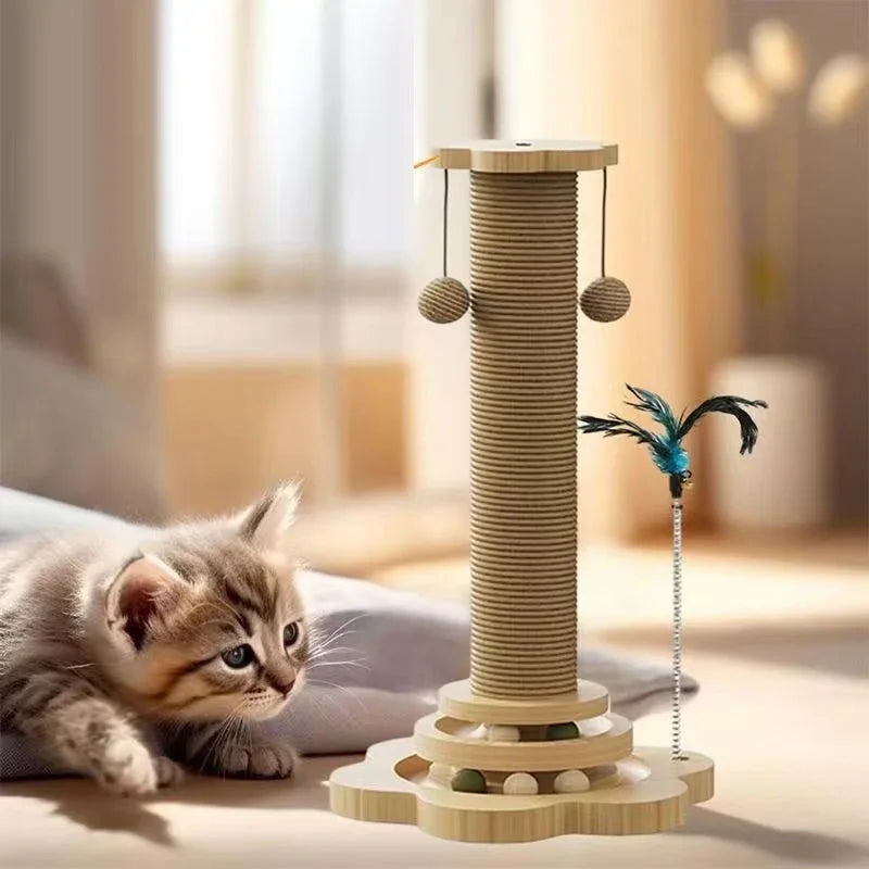 Katten Speelset Met Draaitafel en Krabpaal Duurzaam Interactief Gezond Krabben 46x24cm - Ruffy