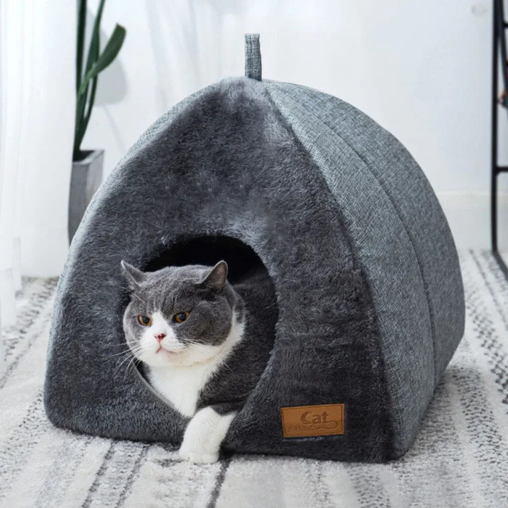 Kattengrot Halfgesloten Design Pluche Comfort Duurzaam Gemakkelijk Schoon te Maken Beschikbaar in S M L - Ruffy