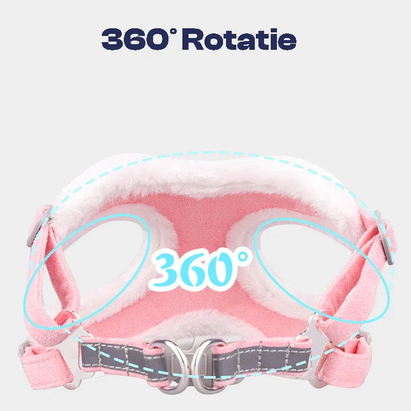 Warm Hondentuigharnas met Bijpassende Riem Zachte Ademende Stoffen Beschikbaar in XXS-L Roze Marineblauw Lichtgroen - Ruffy