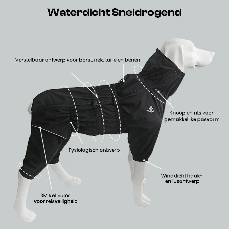 Waterdichte Honden Regenjas Jumpsuit Reflecterend Verstelbare Pasvorm Beschikbaar in S tot 5XL - Ruffy